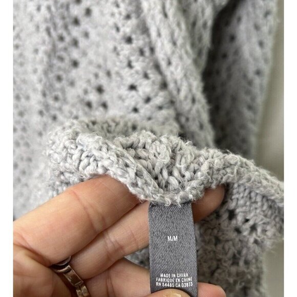 Aerie Long Open Cardigan Gray Cozy Knit Fall Winter Relaxed Size Medium - Picture 5 of 11